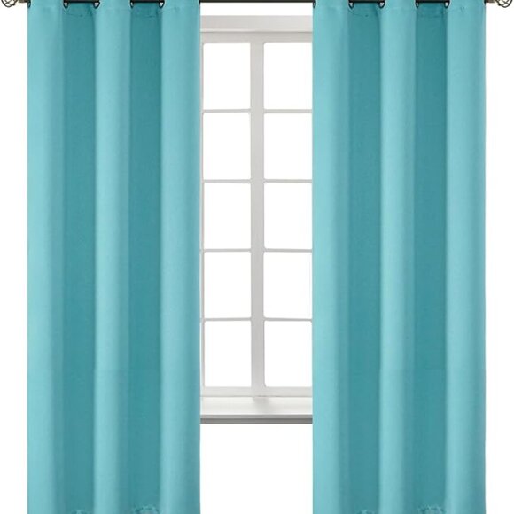 Aqua (Blackout) Curtains - 2 Panels - Picture 1 of 4